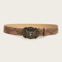 Western Cowboy Wind Buckle Printed Belt - PWM