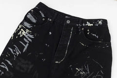 Graffiti Print Straight Loose Denim - PWM