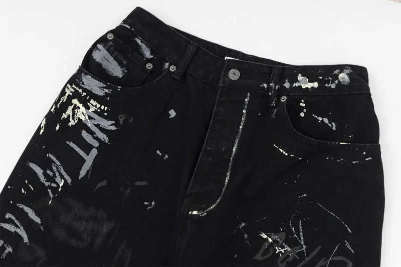 Graffiti Print Straight Loose Denim - PWM