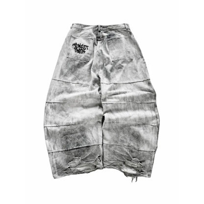 Destroyed Stacked Seam Baggy Denim