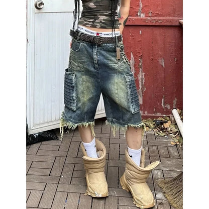 Washed Big Pocket Short Pants