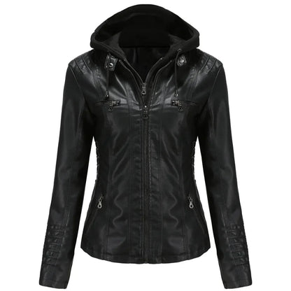 2-Piece Removal Hoodie Leather Jacket