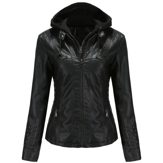 2-Piece Removal Hoodie Leather Jacket