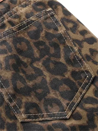 Tan Leopard Loose Jeans