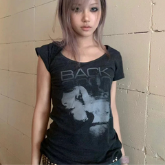 Graphic Print Short Sleeve 2000s T-Shirts