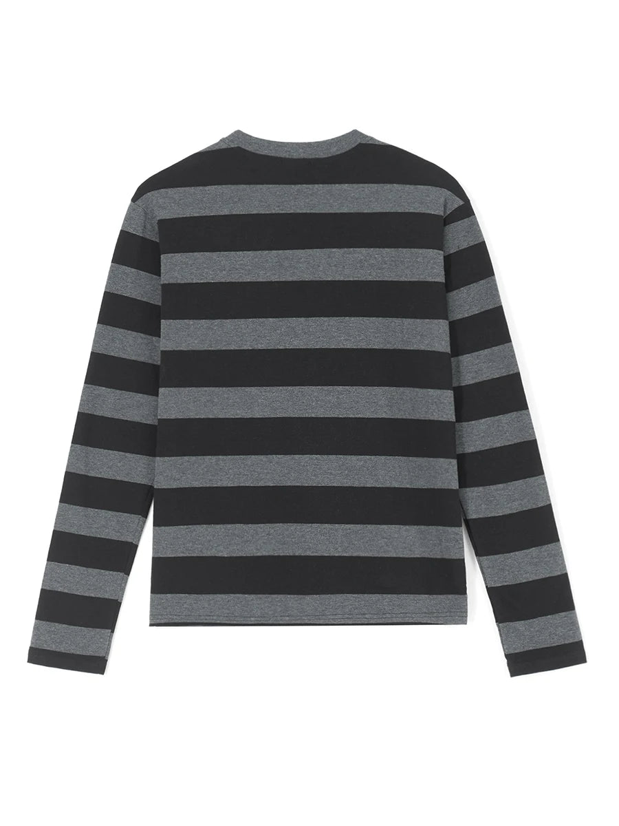 Grey Striped Long Sleeve Tops - PWM