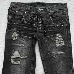 Double Waist Lace Up Jeans - PWM
