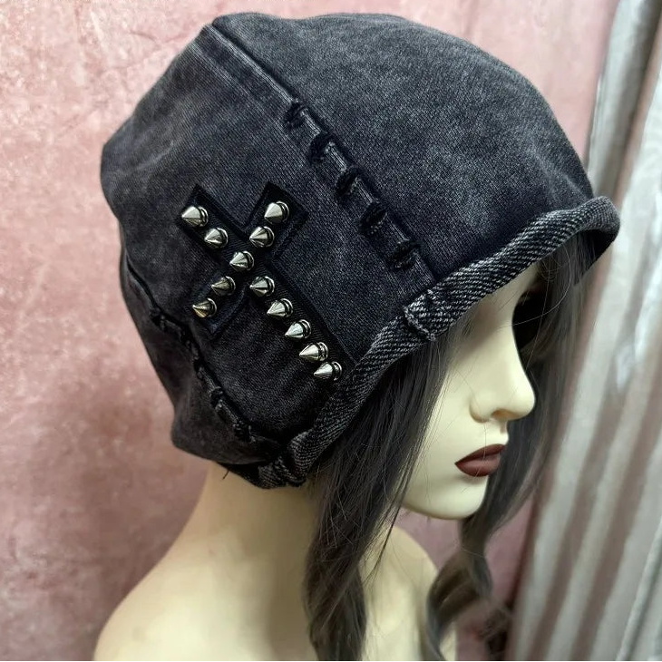 Spike Cross Rivet Beanie