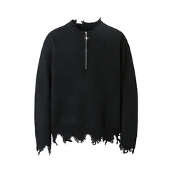 Knitted Zipper Sleeve Pullover Sweater - PWM