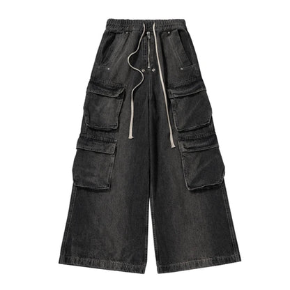 Drawstring Cargo Baggy Denim