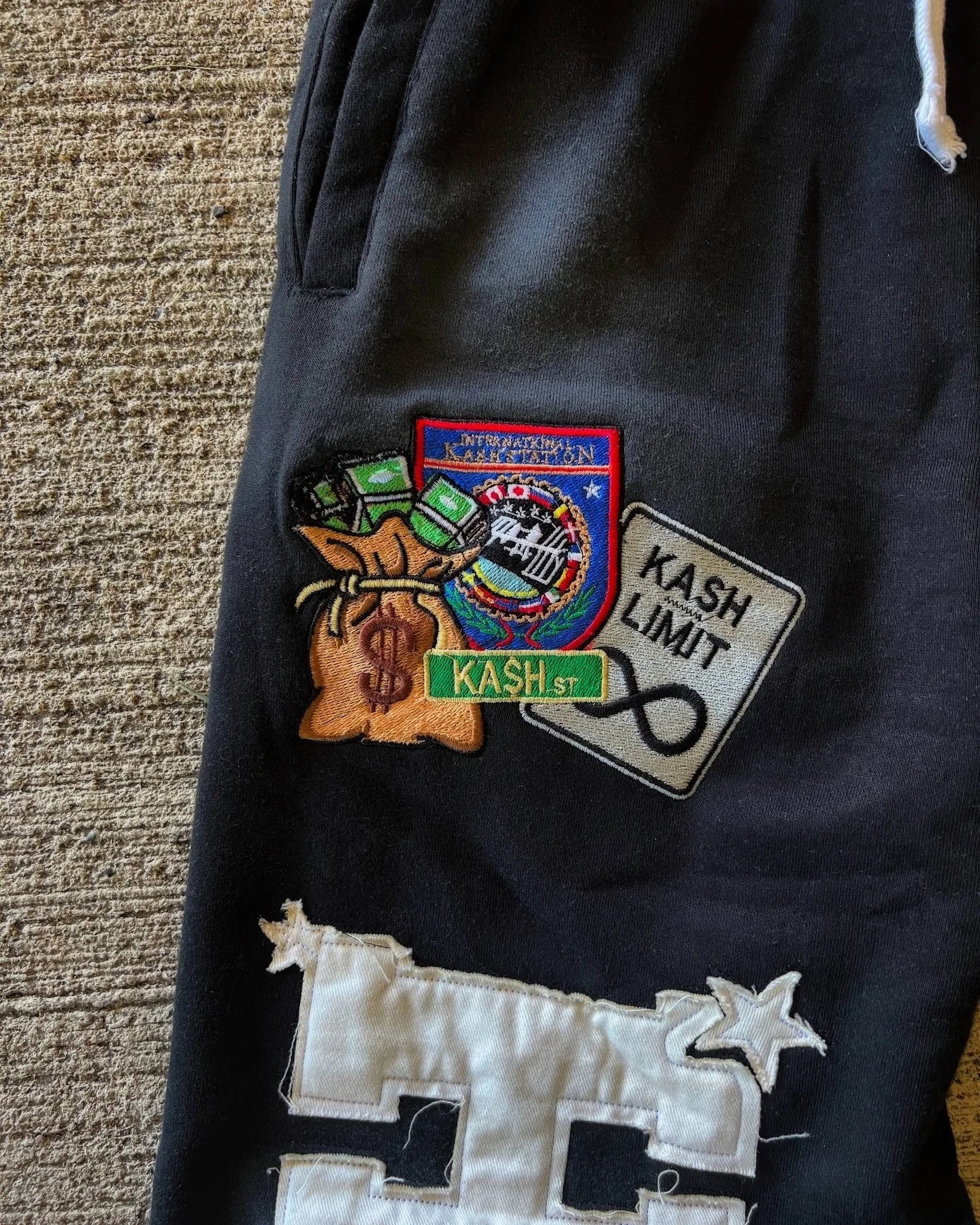 Letter Patch Double Layer Sweat Pants - PWM