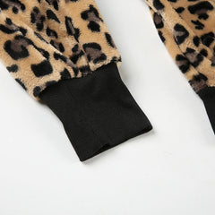 Fur Trim Leopard Zipper Hoodie - PWM