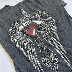 Rhinestone Gothic Graphic Print T-shirt - PWM