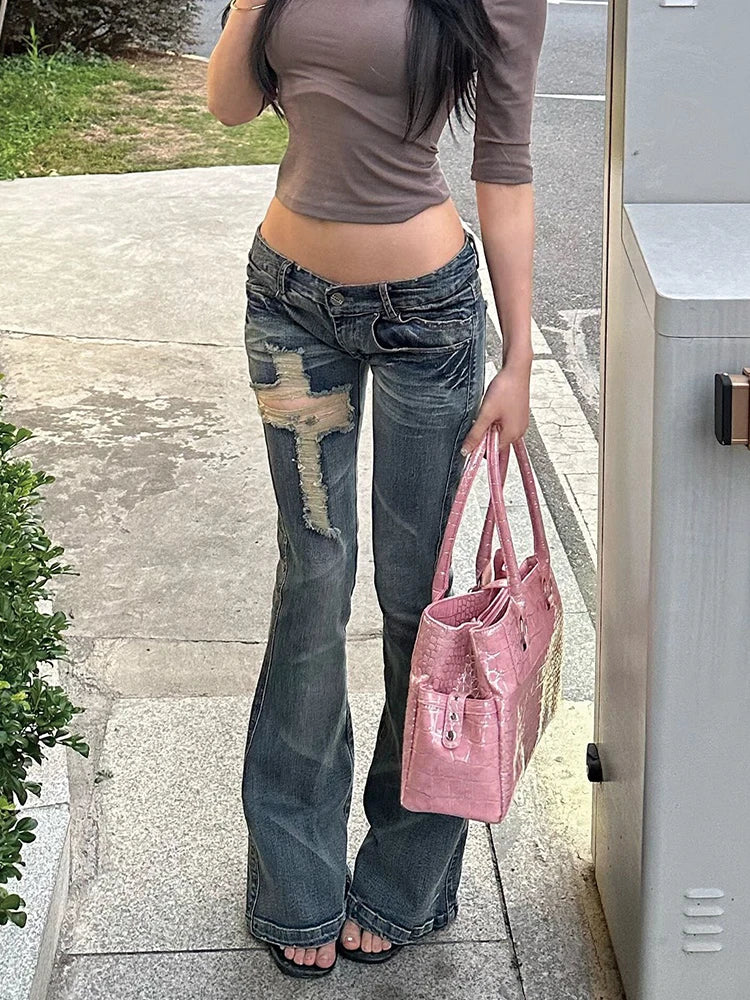 2000s Cross Damaged Jeans
