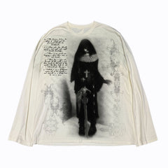 Gothic Letter Graphic Print Long Sleeve Tees - PWM