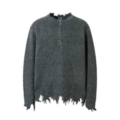 Knitted Zipper Sleeve Pullover Sweater - PWM