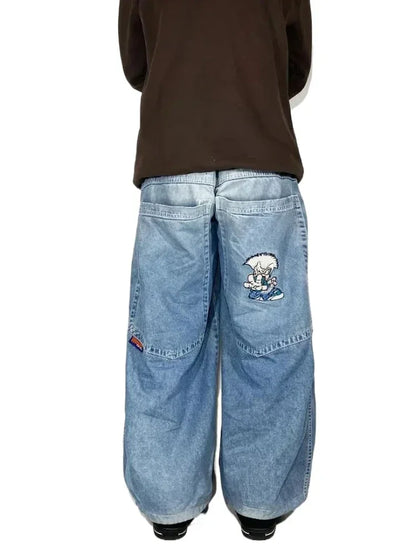 Cartoon Washed Baggy Jeans