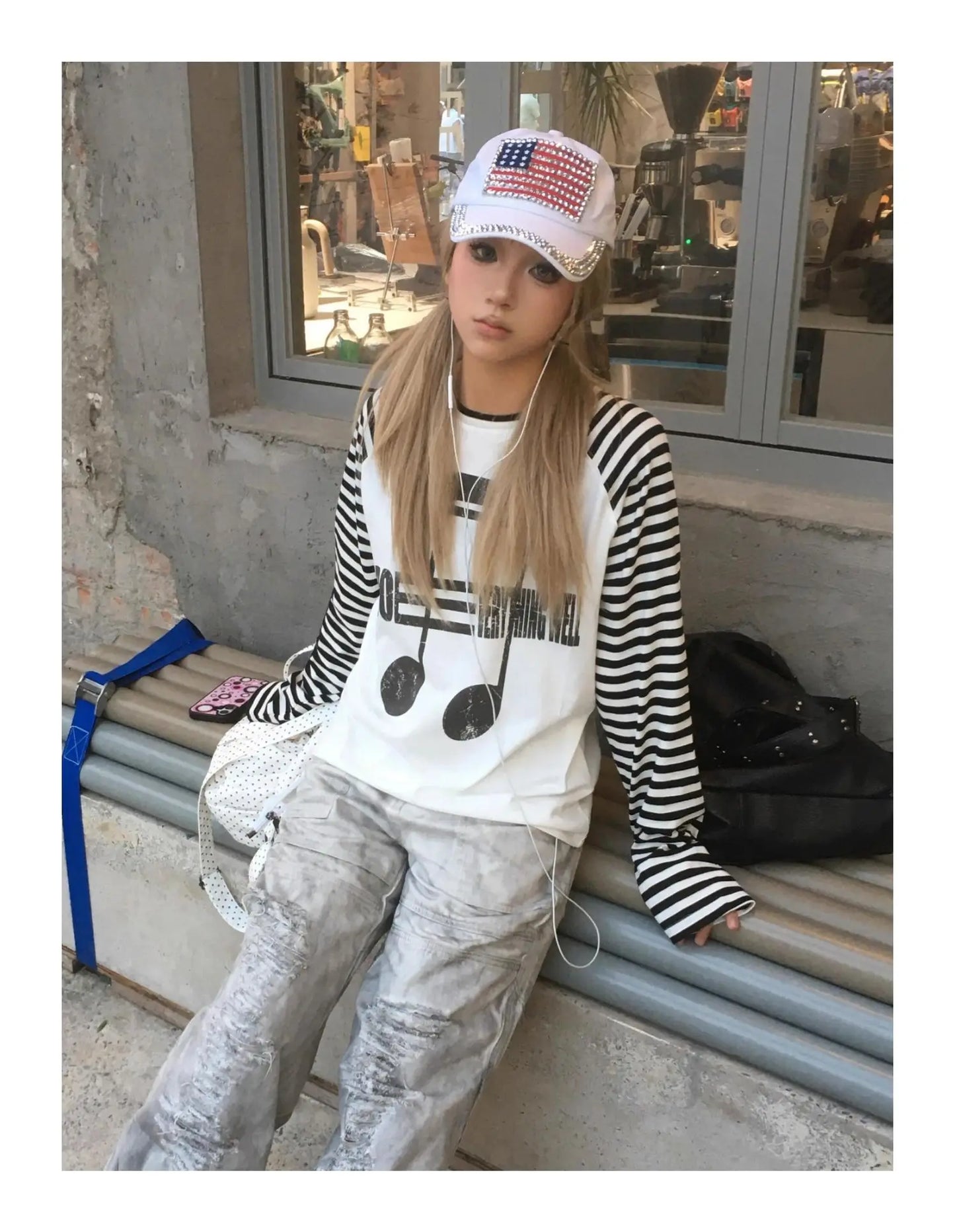 Patchwork Print Graphic Tops