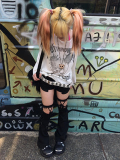 Trashy Skull Print Long Sleeve Tops - PWM