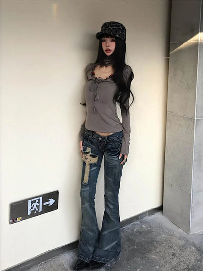 2000s Cross Damaged Jeans