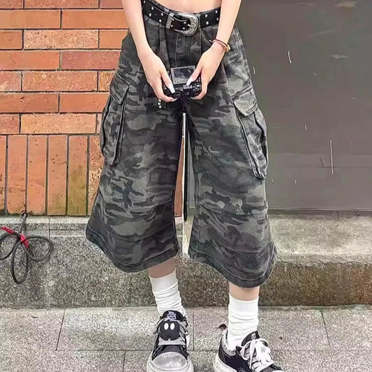 Camouflage Denim Shorts
