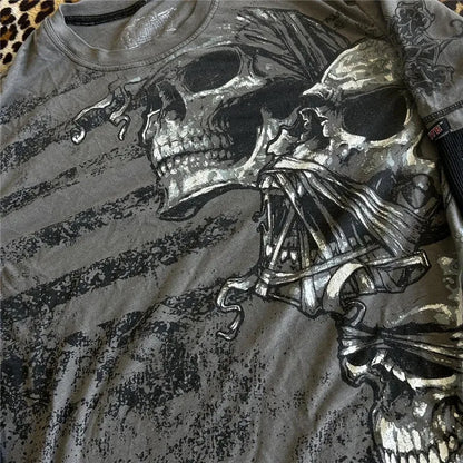 Skull Print Two Piece Long Sleeve Tee