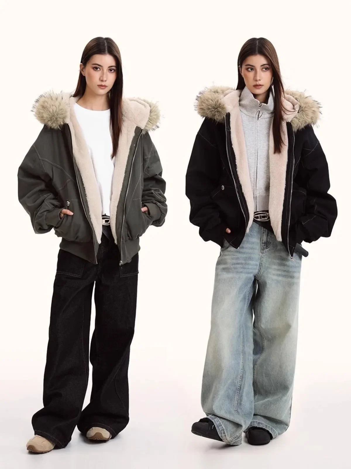 Fur Collar Hooded Puffer Coat