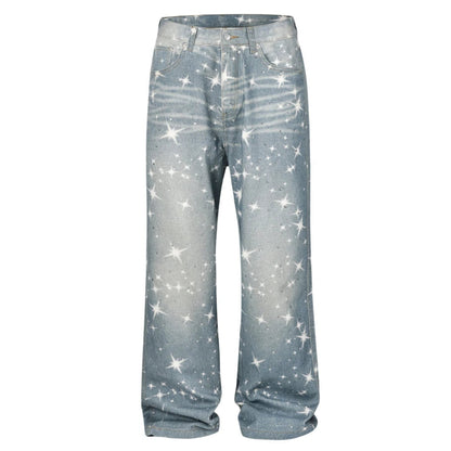 Star Printed Jeans Loose Jeans