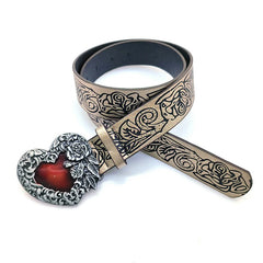 Red Peach Heart Buckle Belt - PWM
