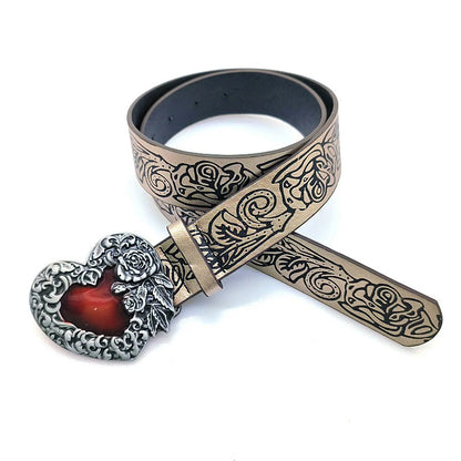 Red Peach Heart Buckle Belt