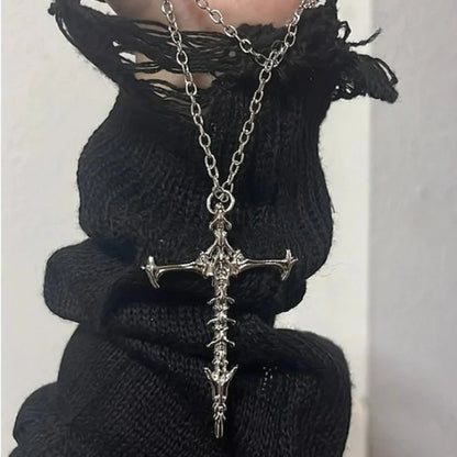 Skeleton Skull Cross Pendant Necklace
