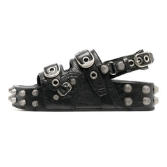 Rivet Buckle Strap Hollow Sandals - PWM