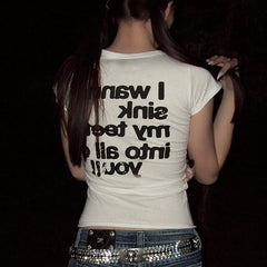 Letter Print Graphic Tees - PWM