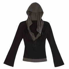 Fake Two Pieces Crop Hooded Top - PWM