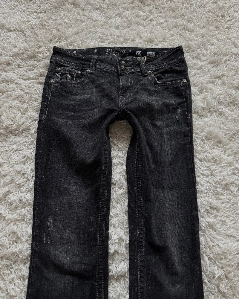 Washed Distressed Black Jeans