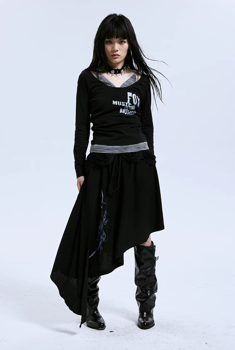 Patchwork Fake Two Piece Tops - PWM