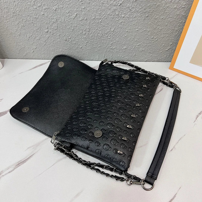 Rivet Skull relief Pattern Shoulder Bag - PWM