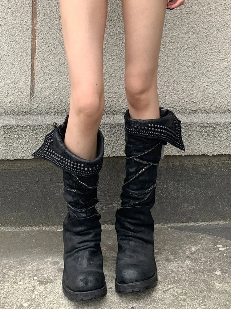 Western Style Chunky Heel Desert Boots