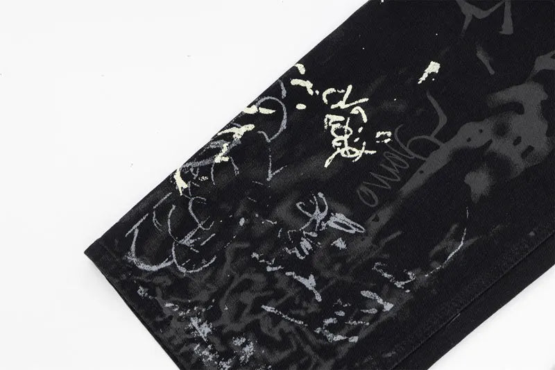 Graffiti Print Straight Loose Denim - PWM