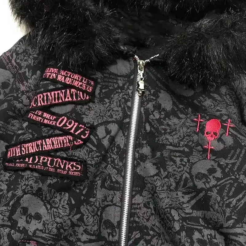 Fur Skull Hoodie Jackets