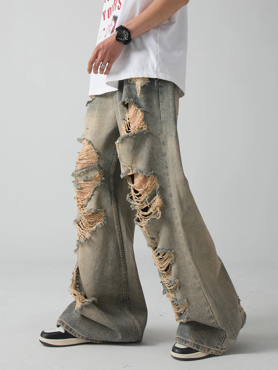 Heavy Distressed Loose Jeans