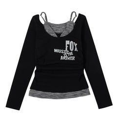 Patchwork Fake Two Piece Tops - PWM