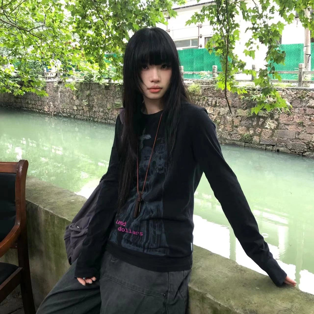 Anime Print Long Sleeve Tee Shirt