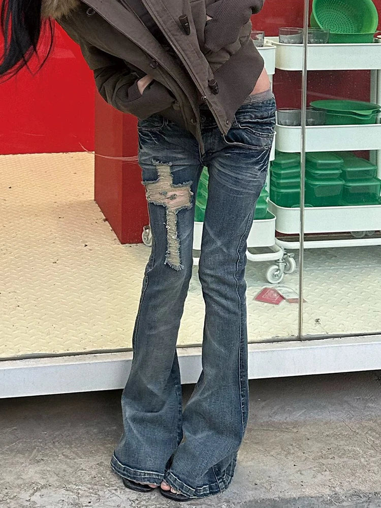2000s Cross Damaged Jeans