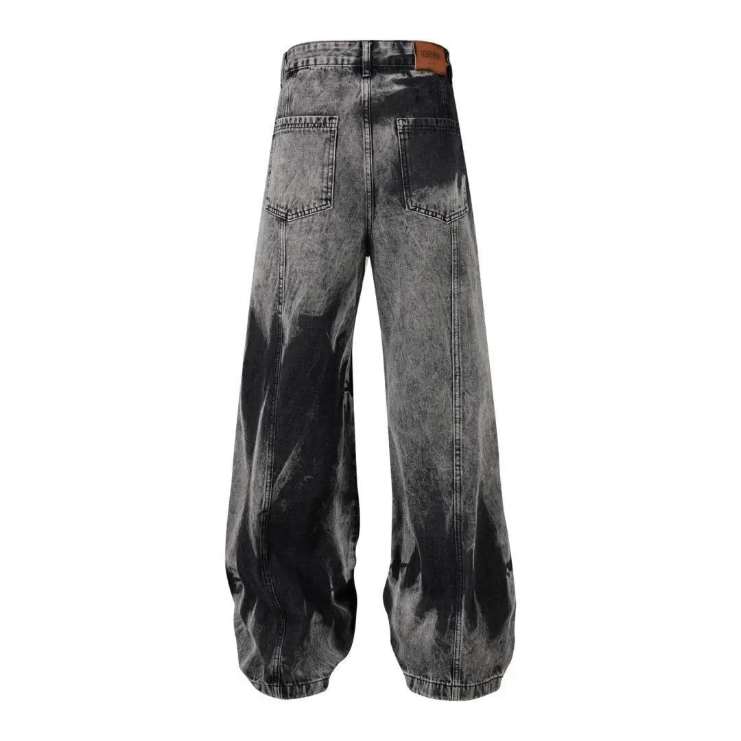 Multi-pocket Washed Straight Loose Jeans