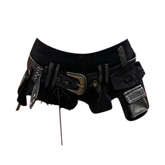 Low Rise Denim Shorts With Belt - PWM
