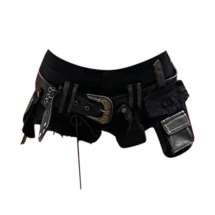 Low Rise Denim Shorts With Belt - PWM