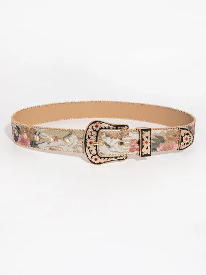 Gemstone engraved buckle belt