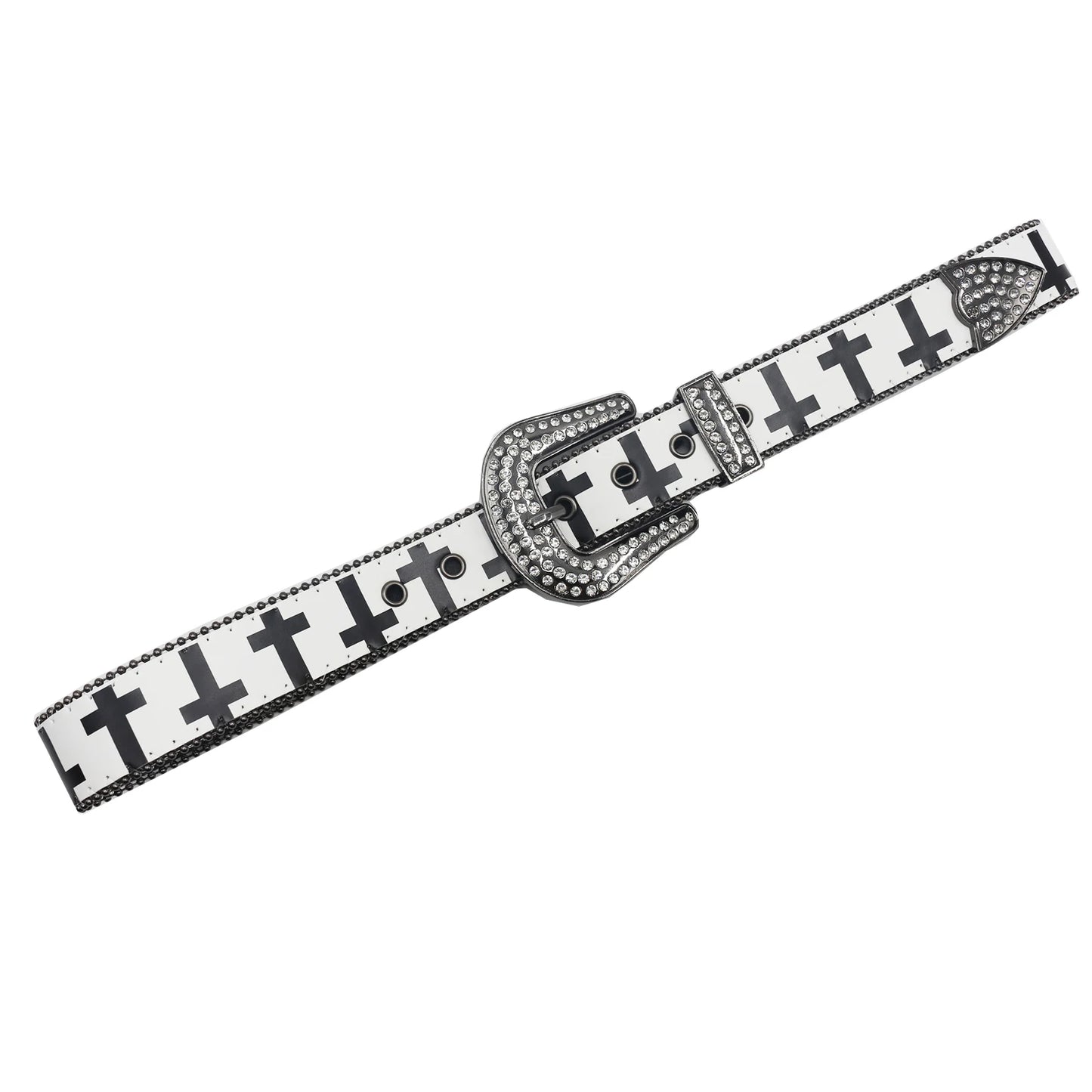 Cross Pattern Rhinestone Belt