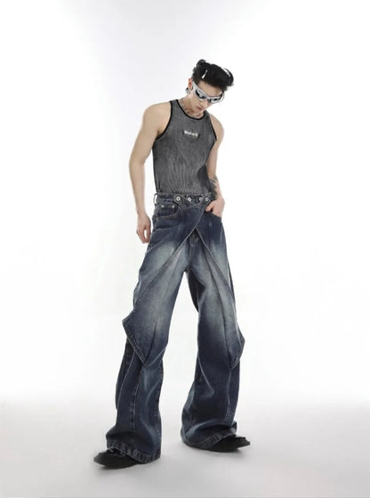 Distressed Washing Denim Pants